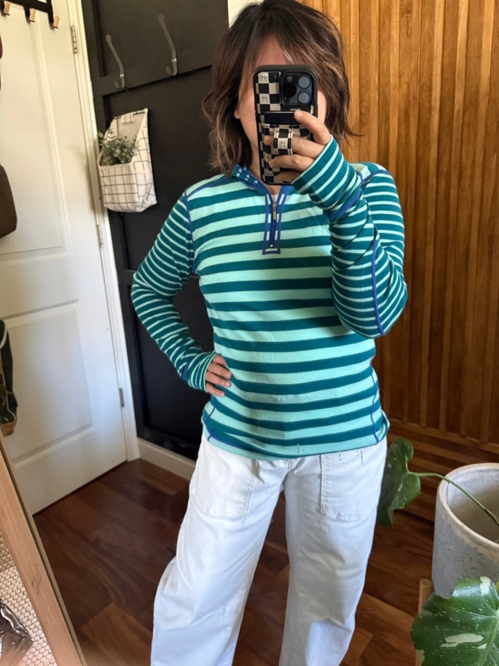 Dakini NWOT 1/4 zip Striped Pullover 100% merino wool Sweater. M